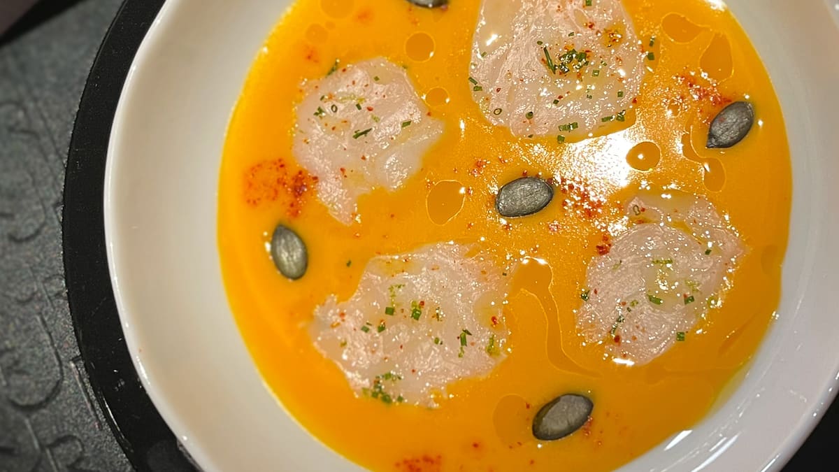 Pumpkin veloute with scallops