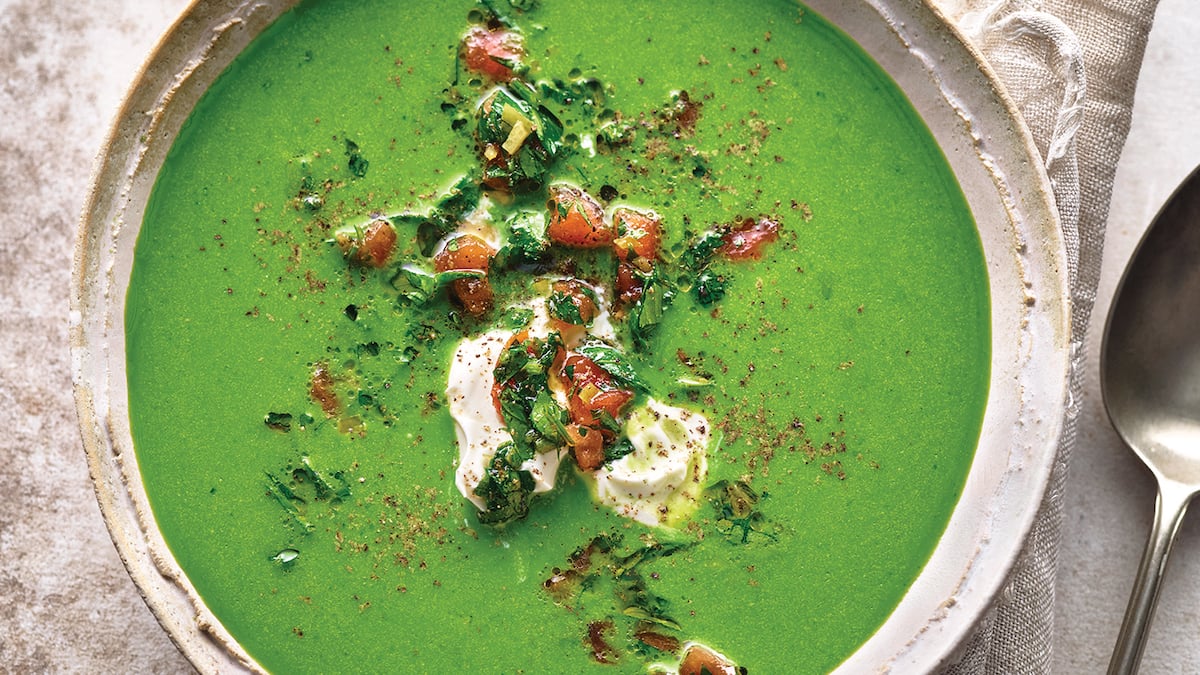 Rezept: Spinatsuppe mit Mozzarella &amp; Tomaten-Gremolata