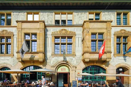 PGTBRA Brauerei Feldschlosschen and Braunen Mutz restaurant by Barfusserplatz in Basel, Switzerland.