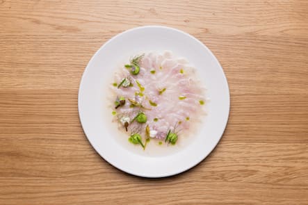 Grandhotel Giessbach, Restaurant Le Tapis Rouge, "Brienzersee-Fisch", Escabèche vom Brienzer Felchen mit Giessbach Bärlauch und Honig, Barbara Blaser