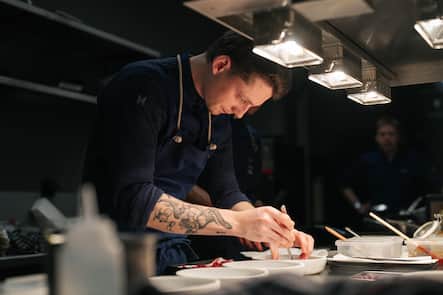 Valentin - UBS Six-Hand-Dinner mit Dominik Sato, Fabio Toffolon und Valentin Sträuli im IGNIV Andermatt - Dezember 2025 - Copyright Olivia Pulver