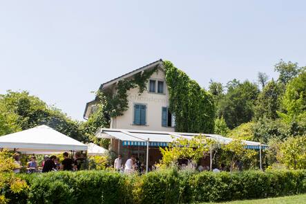 Aussenansicht Sommer Gartenrestaurant und Bistro Zehendermaetteli Bern, 4.4.2017 © HO