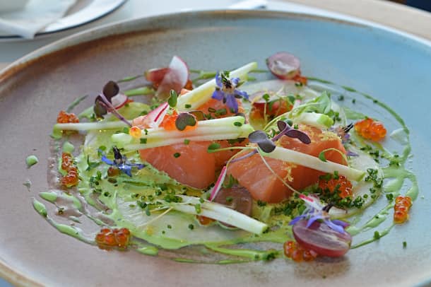 Gebeizter Saibling mit Rettich-Carpaccio Saibling von Michael Schuler Aqua Thalwil