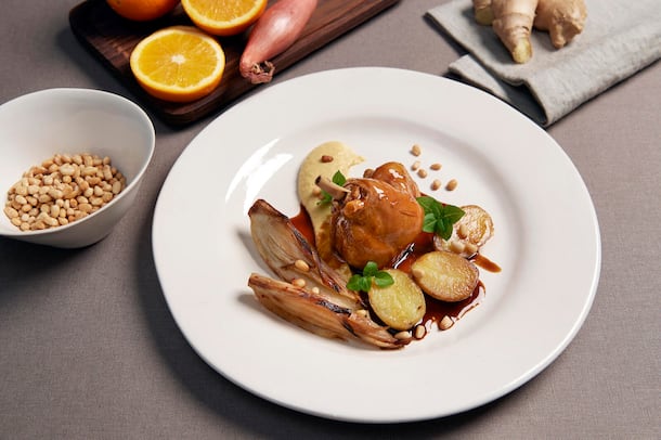 Kaninchenkeule in exotischem Gewürz geschmort Parlamentarier kochen Event Nr. 9a Philipp Bregy & Martin Rufer