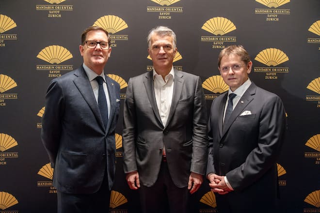 von links Mark Bradford (GM), Sergio Ermotti (CEO) & Laurent Kleitmann (CEO)