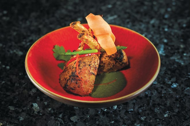 Adraki Gosht Ki Champen, Indisches Gericht. Gstaad Palace