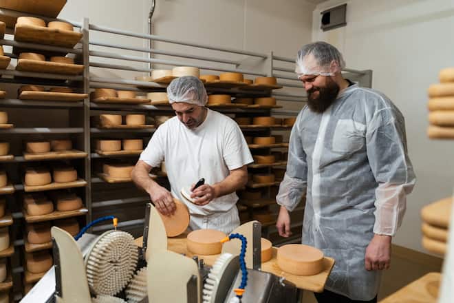 Chefkoch Peter Pruefer bsucht die Käserei von Matthias Koch - Ziegenkaese aus Appenzell - Appenzeller Huus Bären Gonten - Nov 2023 - Copyright Olivia Pulver