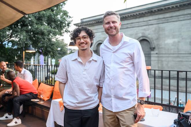 Genève, 29 août 2024.Soirée organisée au restaurant Visitaly par Just Eat et Gault&Millau.Pascal Grob (g) & Lukas Streich (d)©François Wavre | Lundi13