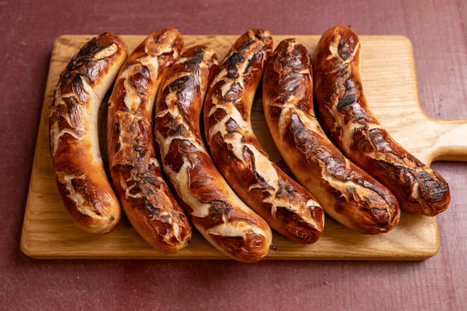 Bechinger Bratwuerste, St. Gallen-St Georgen, grillierte Olmabratwürste