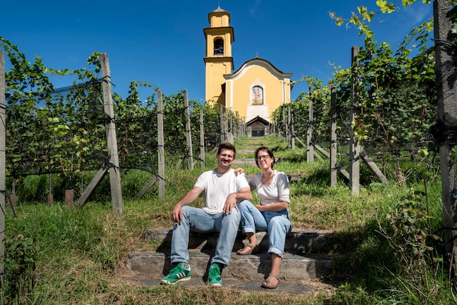 Mani Matte, Bio Weingut, Bellinzona, Luca Locatelli mit Partnerin Anna