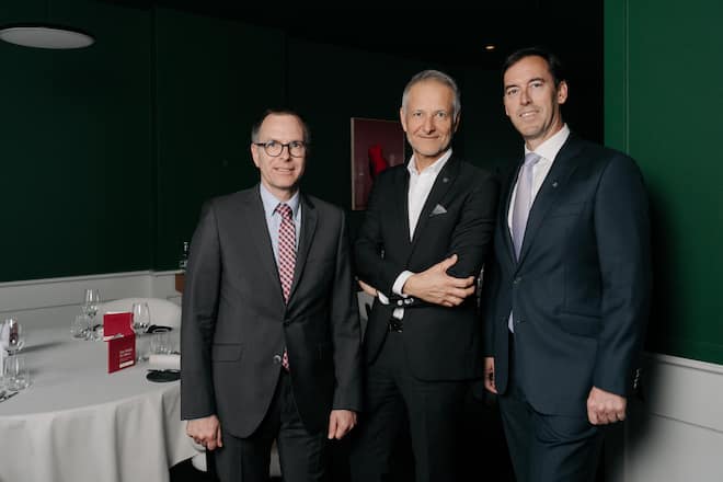 Andreas Kuentzi, Gerhard Schneider, Oliver Zwemmer - UBS 4-Hands-Dinner Pascal Steffen, Nadine Stadelmann, Roots Basel - Maerz 2026 - Copyright Olivia Pulver