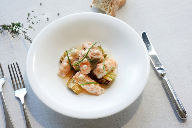 Chef Ludovico mag mediterrane Küche: Scampo und Artischocken.