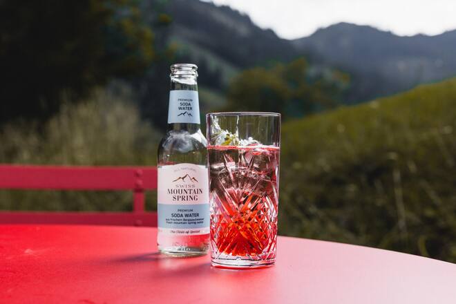 Swiss Mountain Spring Tonic, Berghotel Zur Sau, Abländschen, Abländschen-Soda, Martinazzi-Bitter, Swiss Mountain Spring Soda, Wermuth-Blatt