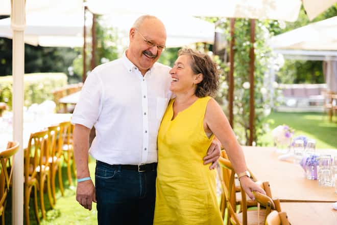Garden Party 2022 Bad Ragaz Sarah Vonesch / Winzerin Martha Gantenbein mit ihrem Mann Daniel Gantenbein.Â