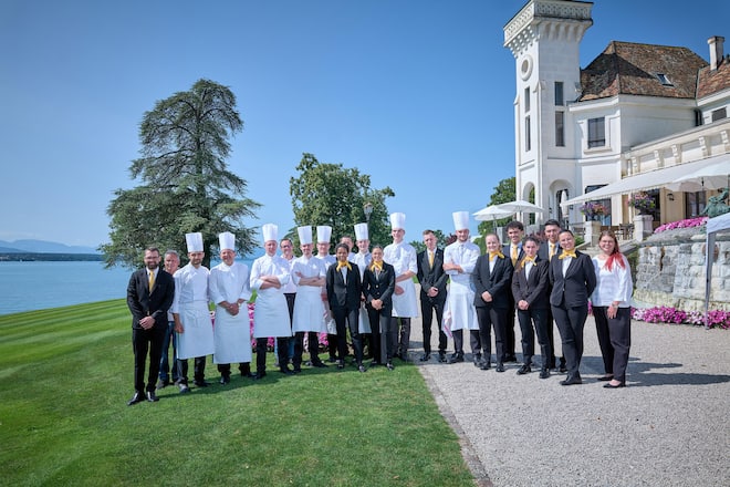 Gland, le 17 juillet 2024, Franck Giovannini au Golf du Domaine Impérial, nous présente un parcours gourmand avec lâASGI de 9 plats avec son team de lâhôtel de ville de Crissier © sedrik Nemeth