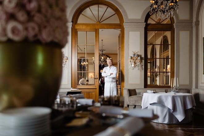 Peter Knogl, Küchenchef, Grand Hotel Les Trois Rois, Basel, BS. 17. Oktober 2024. Copyright: Roy Matter