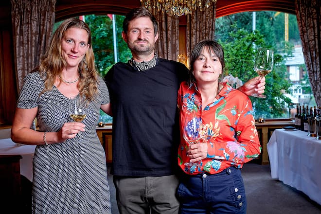 Zermatt, le 6 juillet 2026, soirée Hess Selection au Zermatterhof, Top of Valais Madeleine Mercier, Domaine Mercier Raphaël Maye, Domaine Simon Maye & Fils Valentina Andrei Cave Valentina Andrei © sedrik nemeth