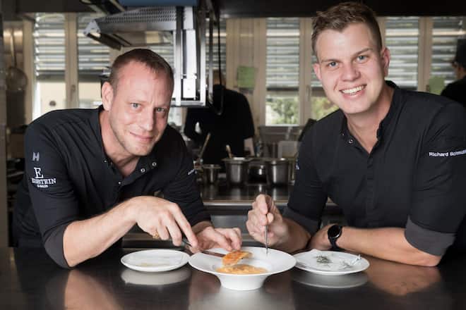 Hotel Einstein, St. Gallen; 29.08.2024 Sebastian Zier, Executive Chef, und Richard Schmidtkanz (Jüngerer und Grösser), Küchenchef