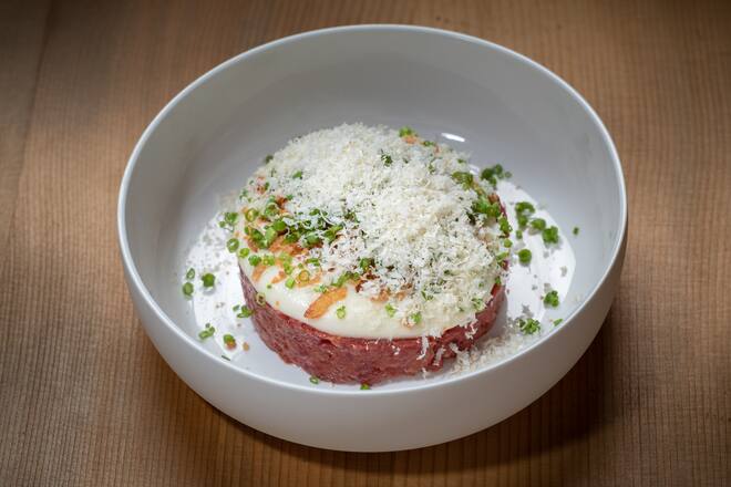 Rindstatar mit Kartoffelschaum