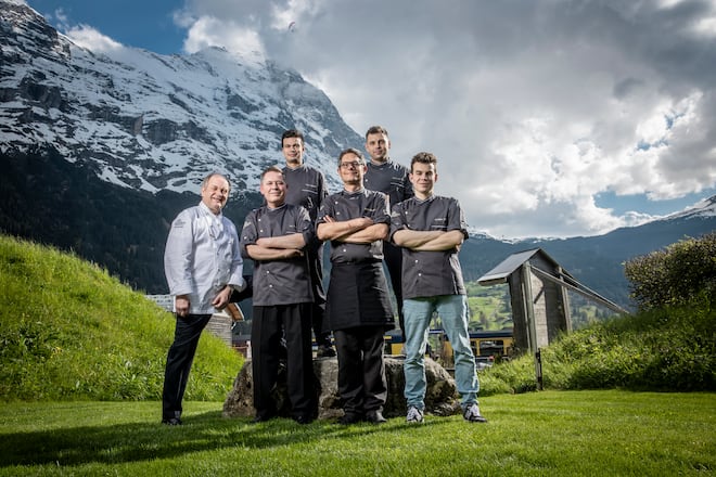 GM-Küche Gruppenbild, Top of Taste Gourmet-Festival in Grindelwald im Hotel Schweizherhof. Aufgenommen am 10.05.2024