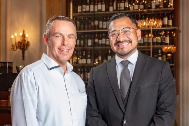 Die Gastgeber im Olivo: 16-Punktechef Hugues Blanchard (l.), Benito Blankenagel.