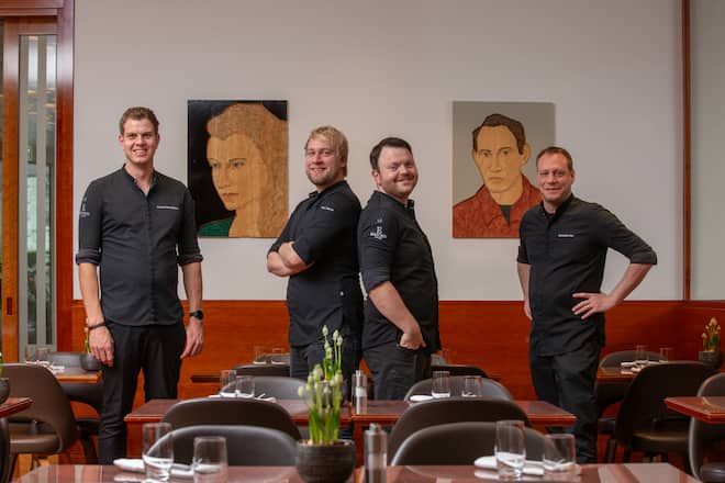 v.l. Küchenchefs Richard Schmidtkonz, Max Marte, Marcus Zillmann und Sebastian Zier als Executive Chef .