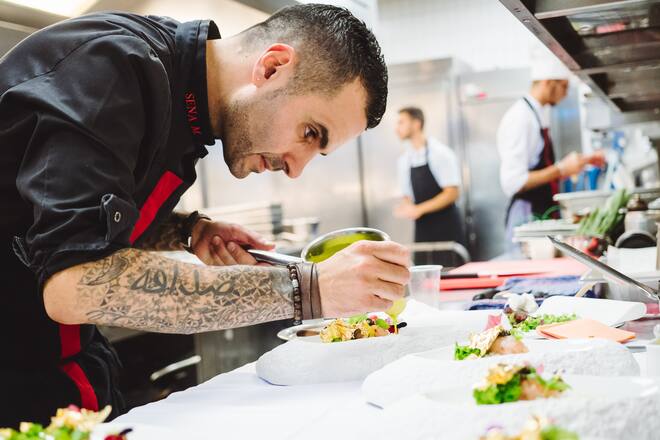 Massimiliano Sena, Chefkoch Il Lago - Swiss Deluxe Hotel Tour: Four Seasons Hotel Des Bergues Geneva, Abendessen im Izumi und Il Lago - Genf - 2. September 2019 - Copyright Olivia Pulver
