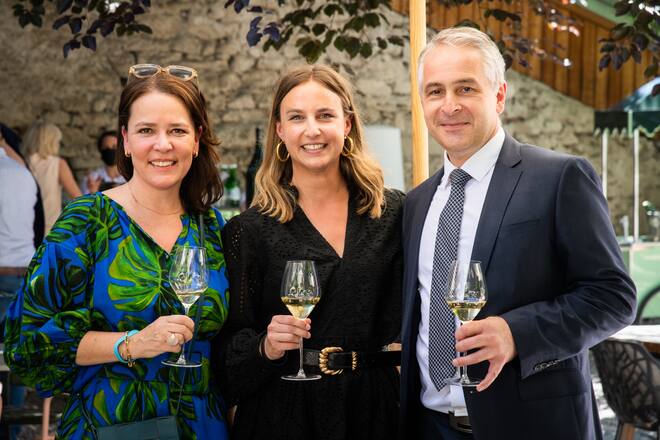 Caminada-Magazin Die Party 2021: Nina Müller, CEO Jelmoli, Cécile Moser, Thierry Bromberger