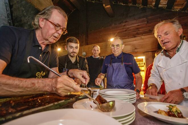 Chefs on Fire Züneweid Juli 2021 v.l. André Jäger, Guy Ravet, Marcel Reist, Bernhard Ravet, Martin Dalsass