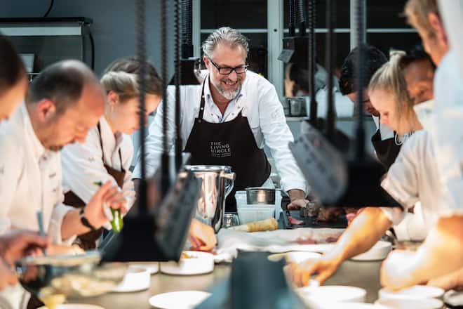 Storchen Zürich Wild kochen mit Gratian Anda September 2021 Gratian Anda, Sascha Kemmerer und Stefan Jaeckel