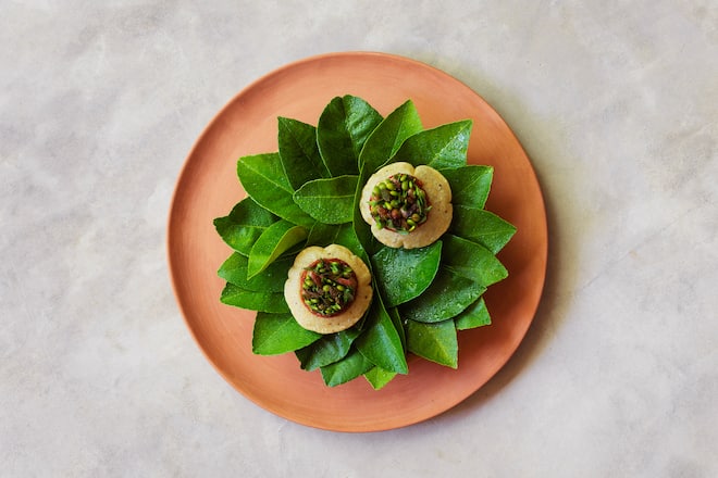 Tomaten-Heuschrecke-Salbute Noma Mexico Pop-Up Tulum