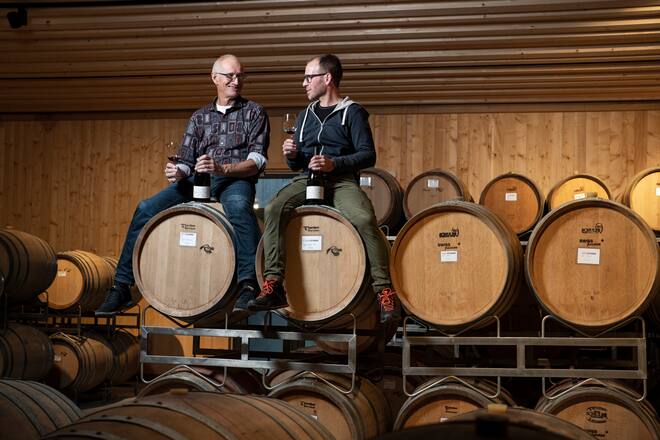 Element 5, Gemeinschaftswein von 4 Winzern aus der Region Schaffhausen, Thomas Stamm, Stamm Wein (l), Stefan Gysel Saxer, aagne (r)