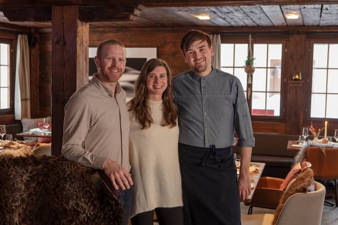 v.l. Chef Johan Granvik, Partnerin Michaela Kuckova, unser Küchenchef Daniel Schiavetta.
