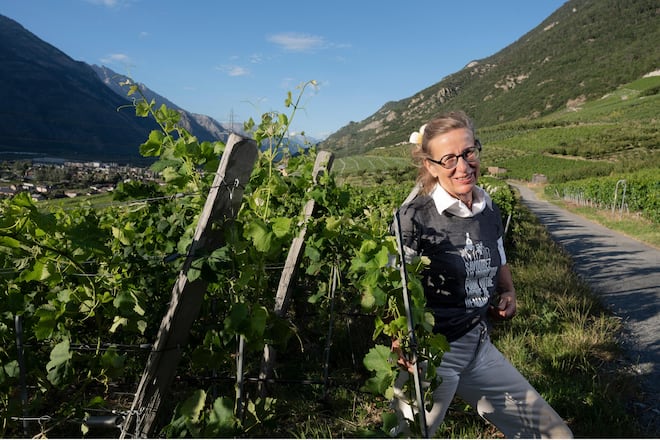 Winzerin Marie-Thérèse Chappaz im Rebberg 2022