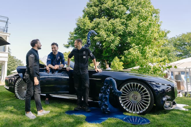 Marco Campanella, Silvio Germann, Guy Ravet - Mercedes Vision Maybach Cabriolet - GaultMillau Garden Party 2025 - 17. August 2025 - Copyright Olivia Pulver