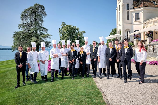 Gland, le 17 juillet 2024, Franck Giovannini au Golf du Domaine Impérial, nous présente un parcours gourmand avec lâASGI de 9 plats avec son team de lâhôtel de ville de Crissier © sedrik Nemeth