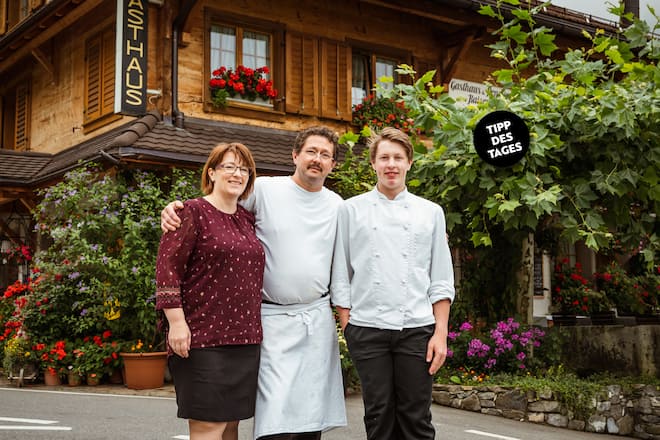 Restaurant Kaiserstock, Riemenstalden SZ - Robert Gisler, Küchenchef, Vroni Gisler und Joel Gisler - Donnerstag, 22. August 2019 - Copyright Olivia Pulver