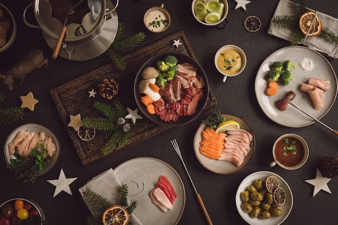 Fondue Chinoise mit Fleisch und Fisch von Luma Delikatessen