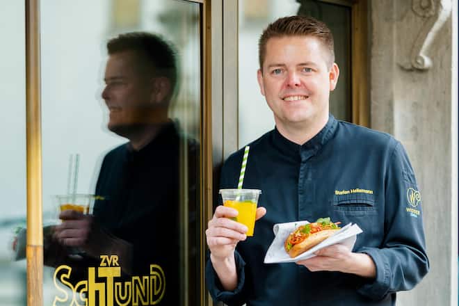 Take-away Stefan Heilemann Koch des Jahres Schweinebauch-Sandwich März 2021