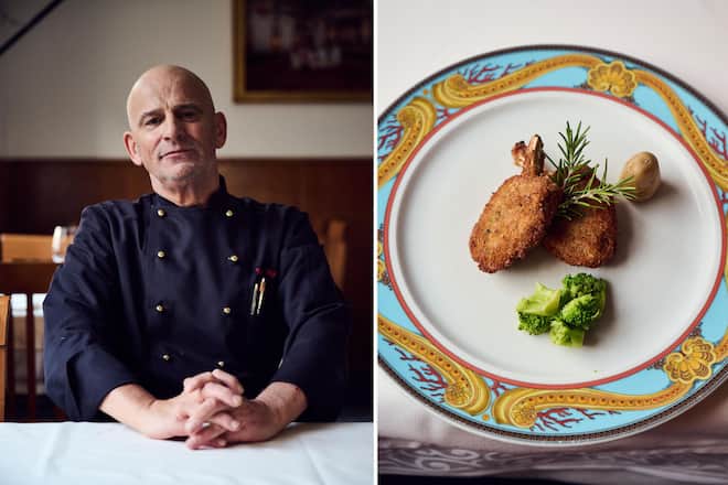 Chef Vito und Panierte Lammkotelettes.