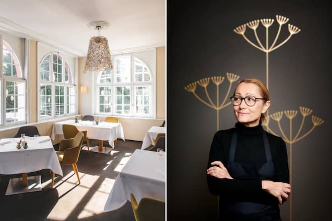 Header Tanja Grandits und Restaurant Stucki Basel von innen