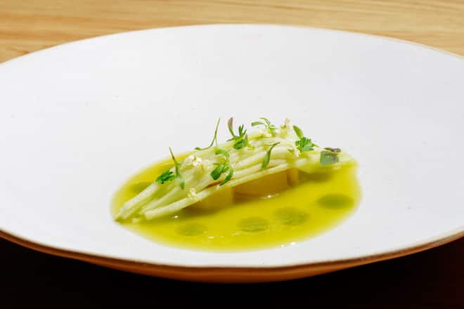 Rezept Konfierte Gurke & Lauch by Dominik Hartmann Restaurant Magdalena Rickenbach SZ