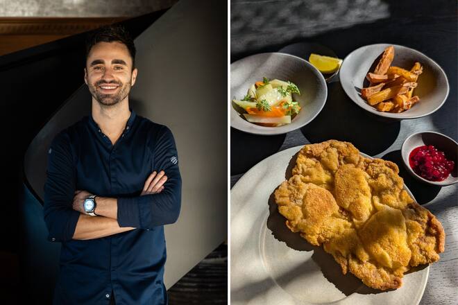 Zum Lunch: Silvio Germann kann auch Schnitzel!