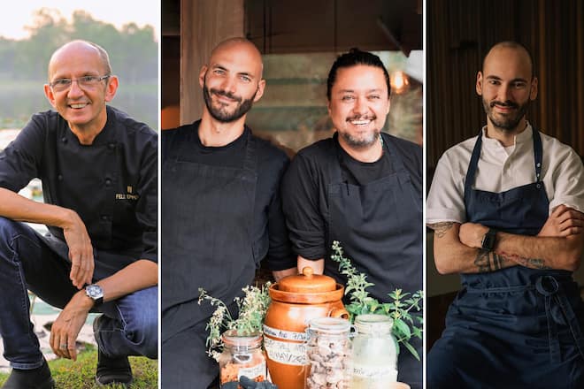 News! Party in Bern, Sant Ambroeus in Gstaad v.l. Felix Eppisser, die Zermatter Luis Romo und Tommaso Guardascione, Manuel Zaugg