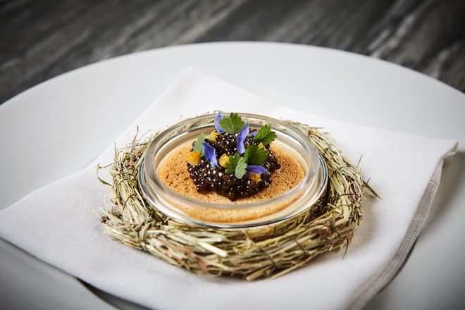Heumilch-Royale mit Kaviar und Yuzu Mitja Birlo