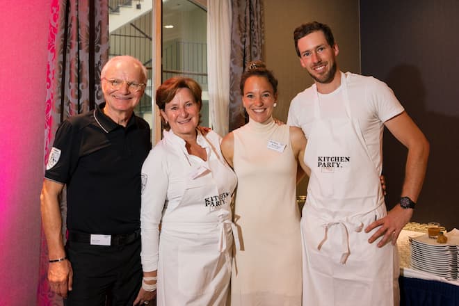 Max und Vroni Cotting, Elia und Loredana Zurbriggen (Chez Vroni und @paradise) - Kitchenparty Zermatterhof / Mont Cervin, Zermatt - 25. August 2023 - Copyright Olivia Pulver