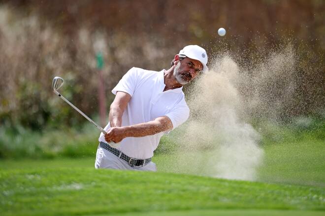Andreas Caminada Golf Turnier in Sagogn GR Andreas im Bunker 2022