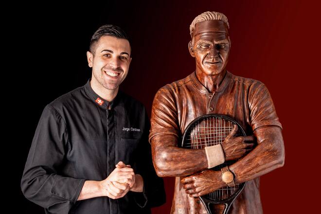 Jorge Cardoso Roger Federer statue chocolat