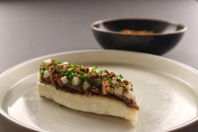 Gericht: Rezept für Alpenzander, Edelpilze, Acquerello-Risotto, Schnittlauch