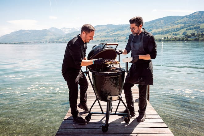 27.04.2026, Hurden SZ, Restaurant PUR, Lancierungsevent von neuen Green Egg Onyx, Tarik Lange und Adrian Bührer (photo by Rémy Steiner for Gault Millau)